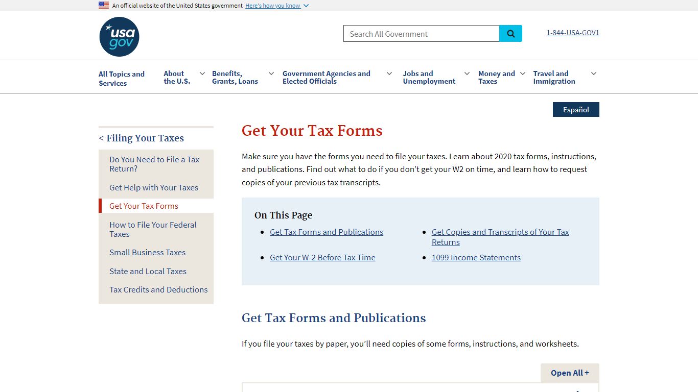 Get Your Tax Forms | USAGov